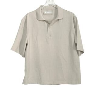 Zara Mens Tan Boxy Polo Shirt M Popover 2 Button Collared Short Sleeve Resort